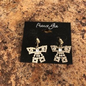 Diamond bow earrings